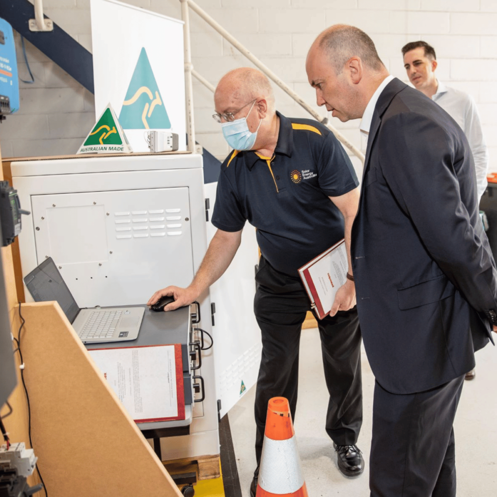 Peter Keeler - Chief Engineer demonstrates the Guardian Series BSS during Matt Kean MP visit  